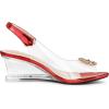 imageAllegra K Womens Clear Slingback Wedges Rhinestone Transparent Peep Toe HeelsRed