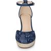 imageAllegra K Womens Closed Toe Espadrille Platform Heels Lace Wedge SandalsNavy Blue