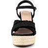 imageAllegra K Womens Denim Wedges Shoes Slingback Platform Wedge Heel SandalsBlack