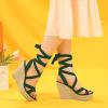 imageAllegra K Womens Espadrilles Platform Heels Lace Up Wedge SandalsGreen