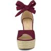 imageAllegra K Womens Espadrilles Tie Up Ankle Strap Wedges Burgundy Sandals 9 M US
