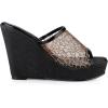 imageAllegra K Womens Glitter Platform Heels Slide Wedge SandalsBlack Gold