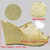 imageAllegra K Womens Glitter Platform Heels Slide Wedge SandalsGold