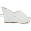 imageAllegra K Womens Glitter Platform Slip on Wedge Heels SandalsWhite Silver
