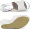imageAllegra K Womens Glitter Platform Slip on Wedge Heels SandalsWhite Silver