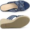 imageAllegra K Womens Lace Crisscross Strap Slide Wedges Wedge Espadrilles SandalsDeep Blue