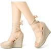 imageAllegra K Womens Lace Up Espadrilles Platform Platform Wedges SandalsBeige