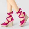 imageAllegra K Womens Lace Up Espadrilles Platform Platform Wedges SandalsHot Pink