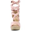 imageAllegra K Womens Lace Up Espadrilles Platform Platform Wedges SandalsLight Pink