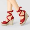 imageAllegra K Womens Lace Up Espadrilles Platform Platform Wedges SandalsRed