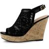 imageAllegra K Womens Open Toe Platform Heel Lace Wedges SandalsBlack