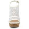 imageAllegra K Womens Open Toe Platform Heel Lace Wedges SandalsWhite