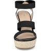 imageAllegra K Womens Platform Ankle Elastic Straps Espadrilles Wedge SandalsBlack