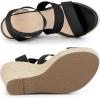 imageAllegra K Womens Platform Ankle Elastic Straps Espadrilles Wedge SandalsBlack