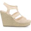 imageAllegra K Womens Wedges Zipper Sandals Platform Wedges Heels SandalsBeige