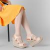 imageAllegra K Womens Wedges Zipper Sandals Platform Wedges Heels SandalsBeige