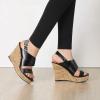 imageAllegra K Womens Wood Wedges Platform Wedge SandalsBlack