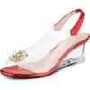 imageAllegra K Womens Clear Slingback Wedges Rhinestone Transparent Peep Toe HeelsRed