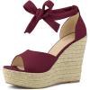 imageAllegra K Womens Espadrilles Tie Up Ankle Strap Wedges Burgundy Sandals 9 M US