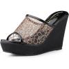 imageAllegra K Womens Glitter Platform Heels Slide Wedge SandalsBlack Gold