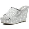 imageAllegra K Womens Glitter Platform Heels Slide Wedge SandalsSilver