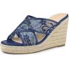 imageAllegra K Womens Lace Crisscross Strap Slide Wedges Wedge Espadrilles SandalsDeep Blue