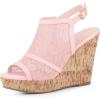 imageAllegra K Womens Open Toe Platform Heel Lace Wedges SandalsPink