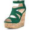 imageAllegra K Womens Platform Peep Toe Cutout Caged Cork Wedge Heel SandalsGreen