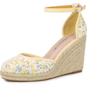 imageAllegra K Womens Closed Toe Espadrille Platform Heels Lace Wedge SandalsYellow