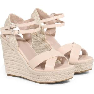 imageAllegra K Womens Espadrilles Platform Wedges Open Toe Wedge Heel SandalsBeige