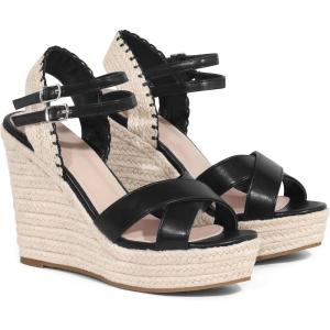 imageAllegra K Womens Espadrilles Platform Wedges Open Toe Wedge Heel SandalsBlack