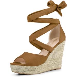 imageAllegra K Womens Lace Up Espadrilles Platform Platform Wedges SandalsBrown