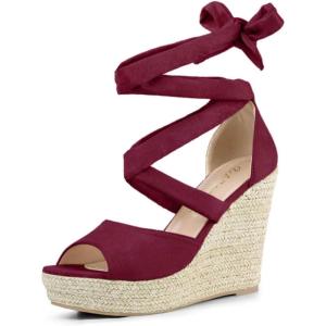 imageAllegra K Womens Lace Up Espadrilles Platform Platform Wedges SandalsBurgundy