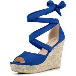 imageAllegra K Womens Lace Up Espadrilles Platform Platform Wedges SandalsDeep Blue