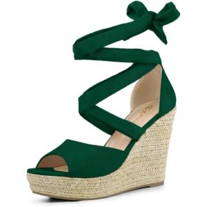imageAllegra K Womens Lace Up Espadrilles Platform Platform Wedges SandalsGreen