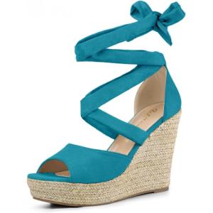 imageAllegra K Womens Lace Up Espadrilles Platform Platform Wedges SandalsTeal