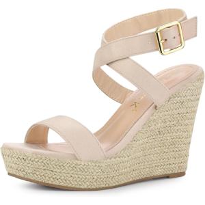 imageAllegra K Womens Slingback Crisscross Espadrille Wedges Heel Beige 07 M US