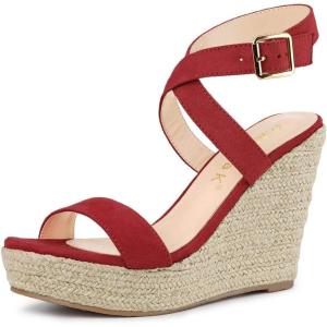 imageAllegra K Womens Slingback Crisscross Espadrille Wedges Heel SandalsRed