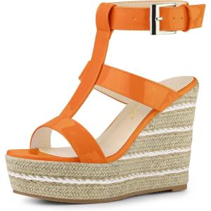 imageAllegra K Womens Strappy Espadrille Wedges Platform Orange Sandals  9 M US
