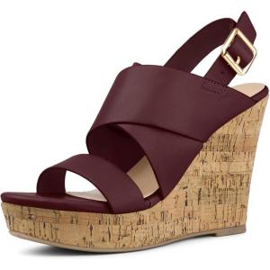 imageAllegra K Womens Wood Wedges Platform Wedge SandalsBurgundy