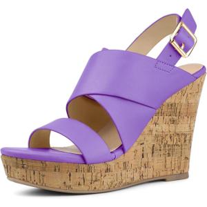 imageAllegra K Womens Wood Wedges Platform Wedge SandalsPurple