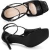imageAllegra K Womens Ankle Strap Square Toe Crisscross Embossed Stiletto Heel SandalsBlack