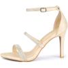 imageAllegra K Womens Rhinestone Ankle Strap Stiletto High Heels SandalsBeige