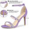 imageAllegra K Womens Rhinestone Ankle Strap Stiletto High Heels SandalsPurple