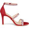 imageAllegra K Womens Rhinestone Ankle Strap Stiletto High Heels SandalsRed