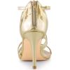 imageAllegra K Womens Strappy Ankle Strap Back Zip Stiletto Heel SandalsGold