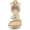 imageAllegra K Womens Strappy Ankle Strap Back Zip Stiletto Heel SandalsGold
