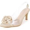 imageAllegra K Womens Clear Flower Stiletto Heel Sandals Pointed Toe Slingback PumpsChampagne