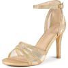 imageAllegra K Womens Glitter Ankle Strap Stiletto Heels SandalsRose Gold