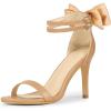 imageAllegra K Womens Heel with Bow Back Open Toe Stilettos Heels SandalsNude